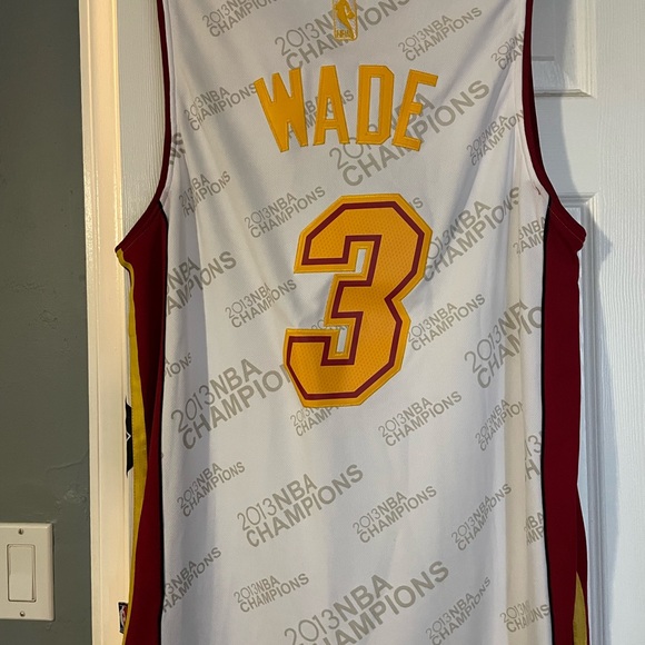 ππ Adidas Miami Heat 2013 Dwyane Wade Champion Trophy Gold/white Jersey ππ - Picture 2 of 4